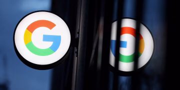 The logo for Google LLC is seen at the Google Store Chelsea in Manhattan, New York City, U.S., November 17, 2021.
